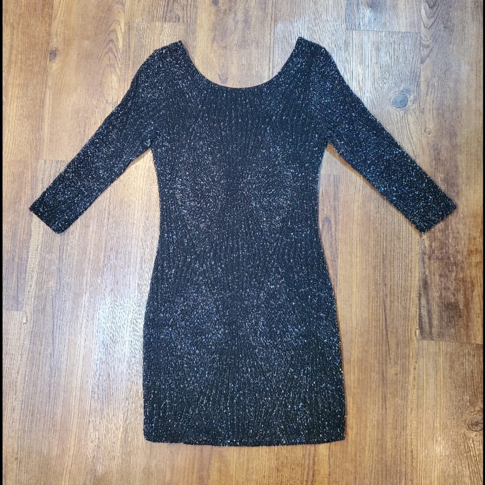 Black, Sparkling, Body Con, Mini Dress